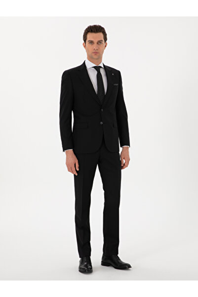 Cacharel Siyah Slim Fit Çizgili Yün Takım Elbise 50306796-VR046