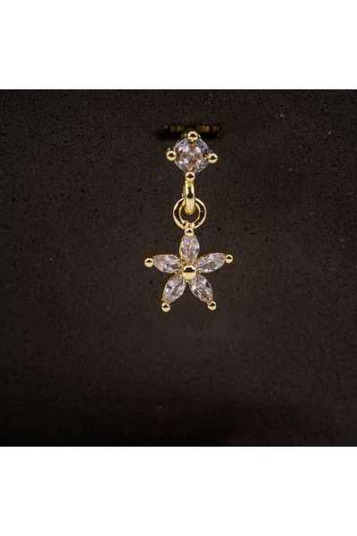 Piercing by Sever Swing Flower Steel Piercing… Gold/Gold Color and Transparent Stone (Targus Helix Conch Flat)