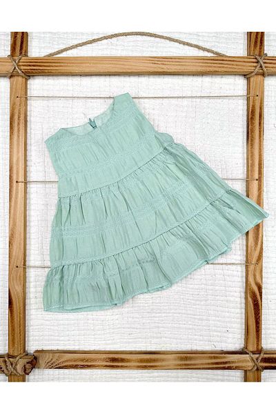 Murat Baby Baby Girl Cotton Suspender Dress with Denim Jacket Floral Crest Summer Dress