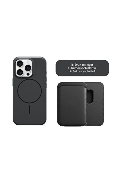 Digimanya iPhone 15 Pro MagSafe Uyumlu Animasyonlu Kılıf + Mıknatıslı Suni De...