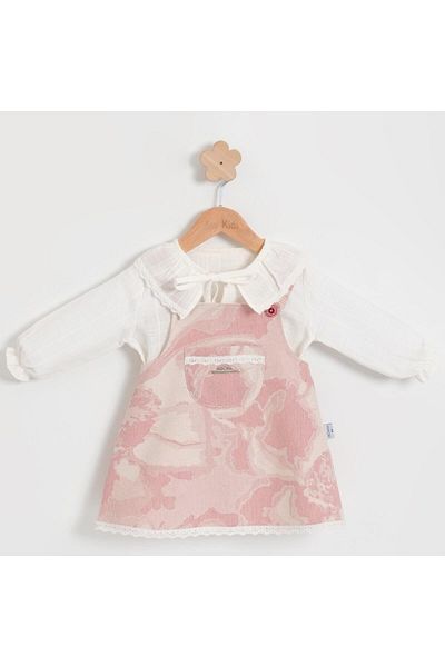 TRENDİMİZBİR Baby Girl Baby Collar Muslin Shirt Dress with Pockets
