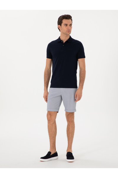 Cacharel Light Blue Regular Fit Cotton Blend Lace-Up Waist Bermuda Shorts 503...