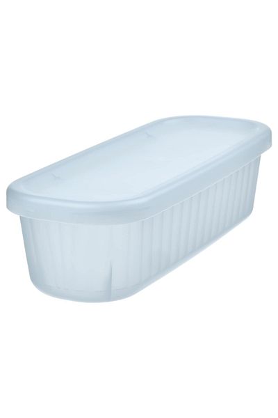 IKEA صندوق تخزين RYKTA مع غطاء، شفاف رمادي-أزرق، 9 × 24 × 7 سم/0.5 لتر