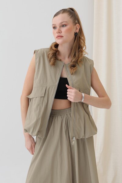 Soul Дамска пола с еластична талия - 32129ETK - каки