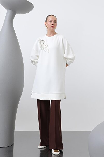 Puane Women's Shoulder Embroidered Tunic - 10629Tnk - Ecru