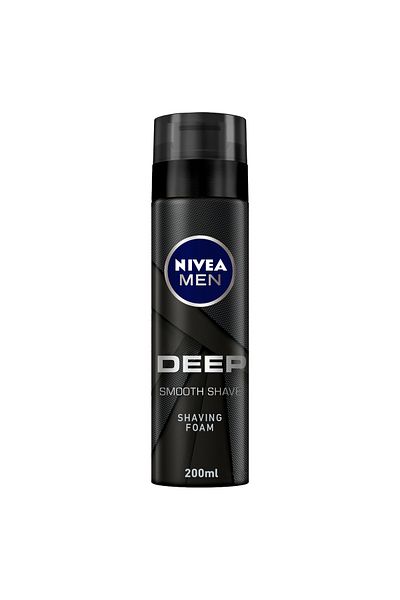 NIVEA Men Deep Smooth Shave Shaving Foam, Antibacterial Black Carbon, 200m