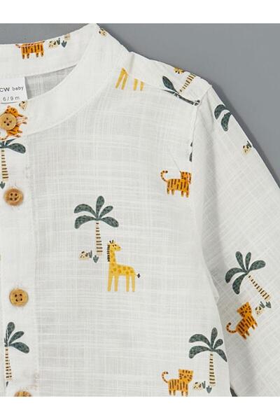 LC Waikiki Prevailing Collar Long Sleeve Patterned Boys' Shirt and Pants Set of 2