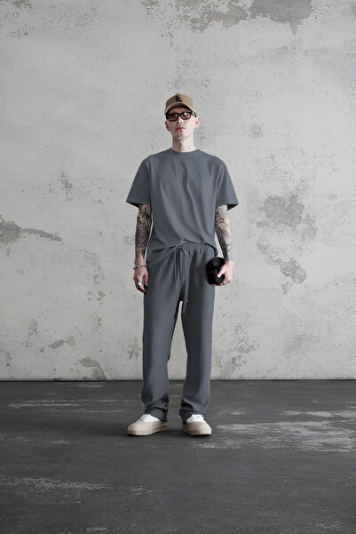 YAKAMEL Men's Oversize Flexible Combed Cotton Tracksuit Set