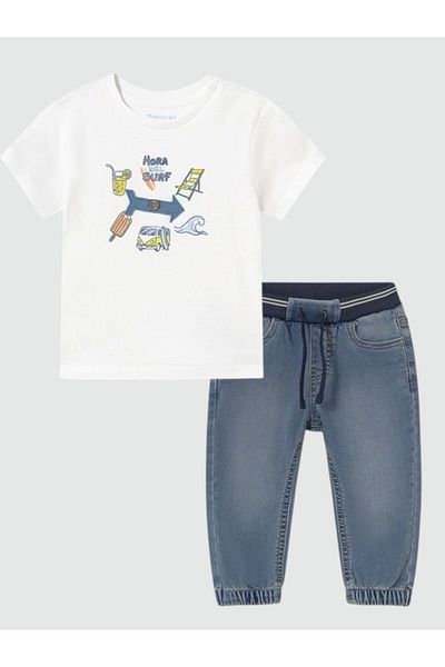 MAYORAL 01-04 Years Mayoral Baby Boy Pants T-Shirt Set - White-Blue