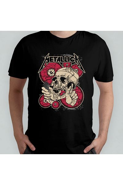 Pixxa Metallica Unisex 100% Cotton Crew Neck T-Shirt Model 2