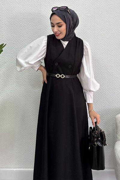 Tesettür Diyarı Φόρεμα Gilet με λεπτομέρεια από λινό κουμπί Sofia