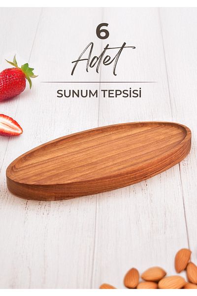 NESS HOME 6-Piece Ayous Tree Boat Serving and Presentation Plate - Presentation Tray
