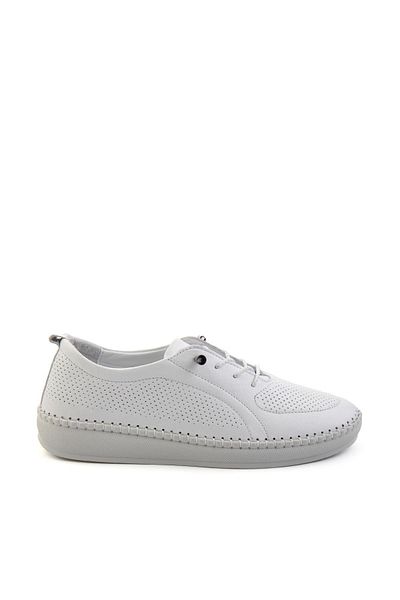 Bambi White Leather Women's Casual Shoes K 01523021203