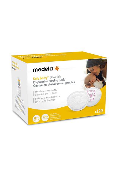 Medela Safe & Dry Ultra Thin Disposable Nursing Pads, 120 Count Breast Pads for Breastfeeding,
