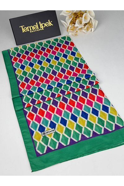 Siyane Şal din Bumbac Cu Motiv 75x190 cm