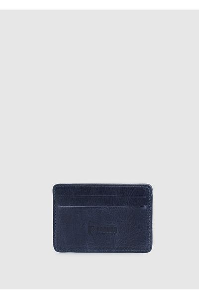 Provoq Provoq 300 Dark Blue Leather Card Holder - Crazy Model