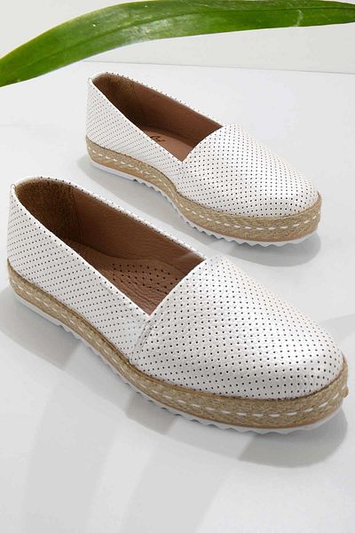 Bambi Espadrile de damă din piele albă K01582012603