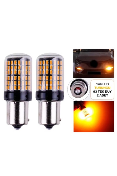 reyoto 2 Adet 144 Led Turuncu Renk 93 Tip Tek Duy Düz Tırnak Sinyal Ampulü