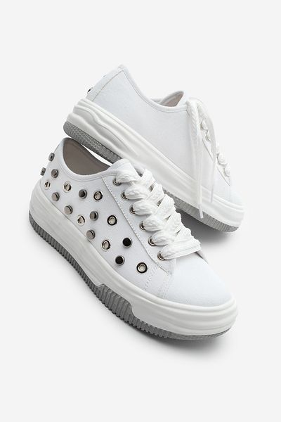 Marjin Damen Sneaker - Trock Stapled Lace-up Sneakers Weiß