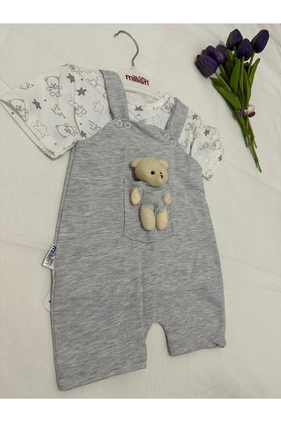 MODA Unisex Baby Romper Set Overalls Teddy Bear Detailed