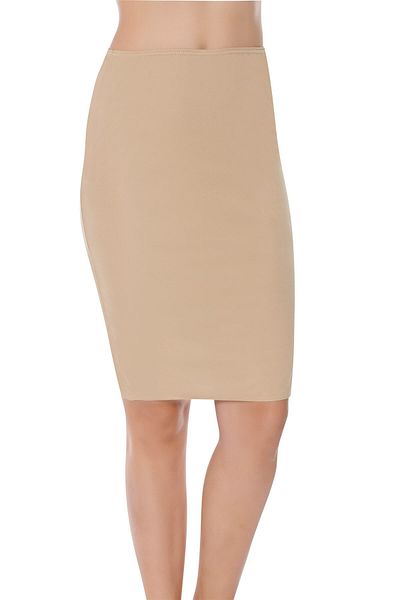 Pardon Women's Plain Silky Textured Microfiber Midi Jupon Q1002