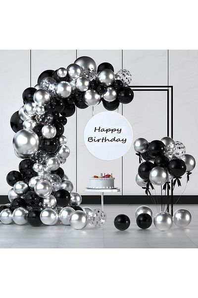 Parti Setim Silver Chrome / Black / Clear Set of 60 Balloon Chains