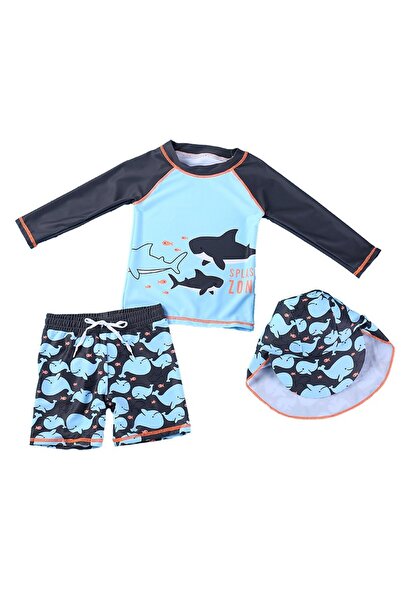 Petityu UPF50+ Слънцезащитен комплект от 3 части с дълги ръкави и принт на ак...