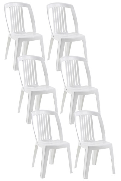 Papatya Favori Sandalye Beyaz 6lı - Plastik Bahçe Balkon Sandalyesi