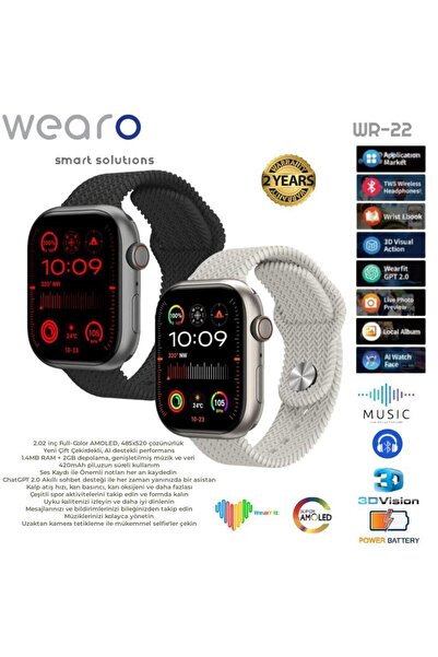 ZETT Wearo 2 Kordonlu-Tam Amoled EkraN-2 Yıl Garantili-Chat Gpt Akıllı Saat-3...