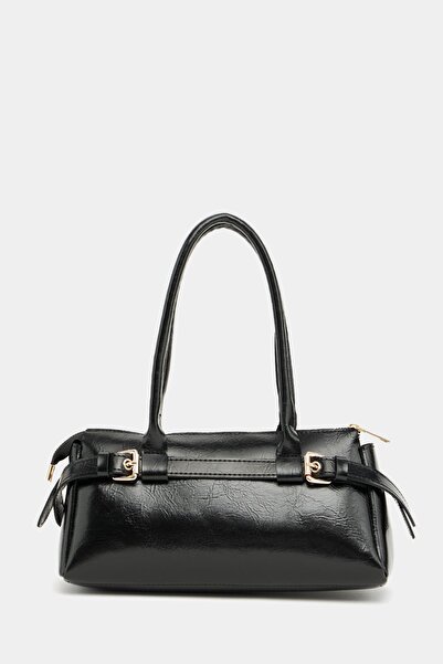 Madamra Fekete női dupla csatos öv részletes kézi és válltáska