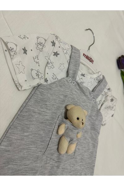 MODA Unisex Baby Romper Set Overalls Teddy Bear Detailed