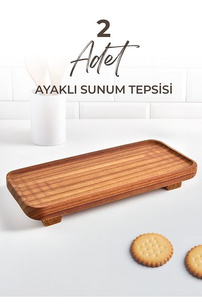 NESS HOME 2-Piece Ayous Tree Rectangular Presentation Cheese Snack Plate - Presentation Tray