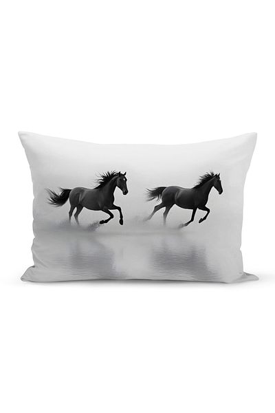 Bertille Home Husă de pernă cu imprimare digitală cu două fețe din seria Classic Horse (cal)
