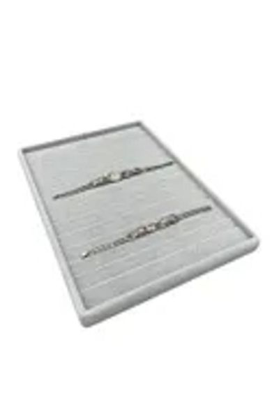MeGass Dekor Domestic Production Madrid Model Suede Fabric Gray Color 34/24 cm Gradual Drawer Bracelet-Necklace Stand