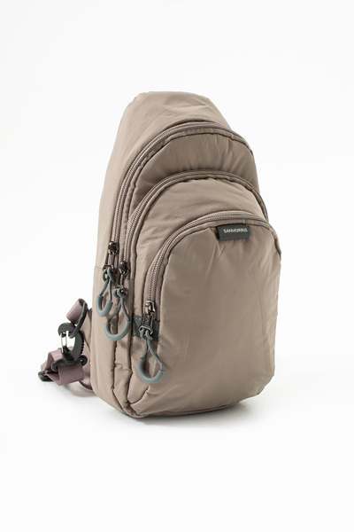 Sanmorris Unisex Parachute Fabric Water Resistant 3 Compartment Body Bag with Crossbody and Backrest Strap