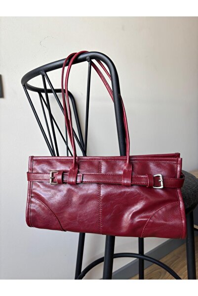 Blisshop Ola Bordo Vintage Baget Çanta