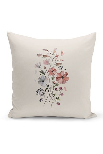 Bertille Home Set de 3 huse de pernă pentru pernă, cu imprimeu digital pe două fețe, seria Flower Spring (primăvară)
