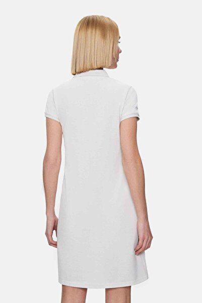 UCLA Madeira Bone Color Polo Neck Embroidered Standard Fit Women's Dress