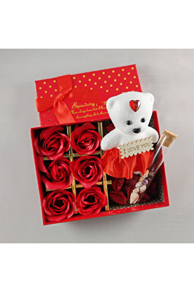 BİG STORE Gift Box Full of Love - Romantic Surprise with Roses, Teddy Bear an...