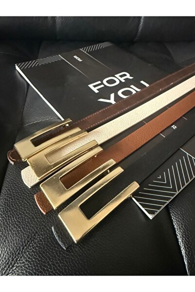 Fiori Tasarım Gold Tokalı Ince Kadın Kemeri, Ceket Kemeri, Gömlek Kemeri, Elb...