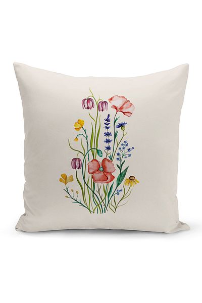 Bertille Home Set de 3 huse de pernă pentru pernă, cu imprimeu digital pe două fețe, seria Flower Spring (primăvară)