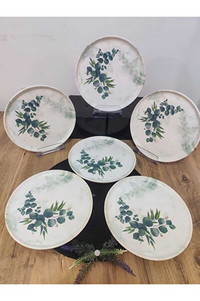 Keramika Okaliptus Pasta tabağı 6 Adet 22 cm Yeşil