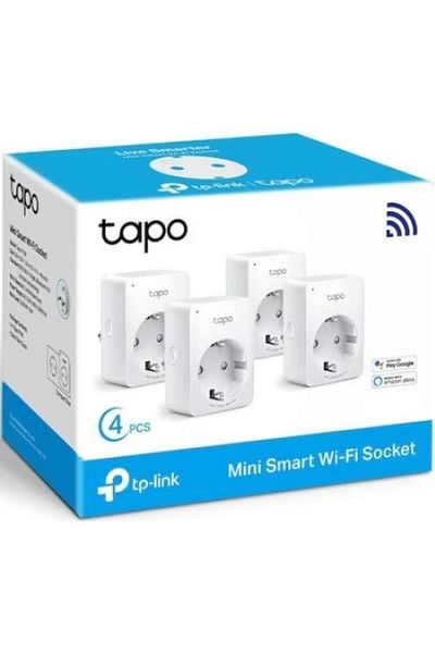 TP-LINK Pack of 4 TP-Link Mini Tapo P110 smart plugs, Wi-Fi, energy monitoring, voice control
