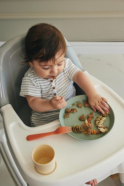 lets be child Let's Be Child 2-Piece Round Plate Sage Green-Peach