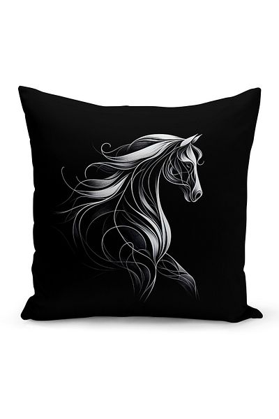 Bertille Home Husă de pernă cu imprimare digitală cu două fețe din seria Classic Horse (cal)