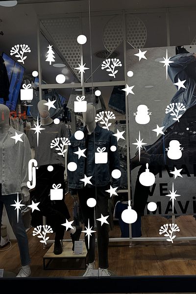 New Jargon Gift Package Flowers and Small Magnificent Stars Christmas Home Display Sticker
