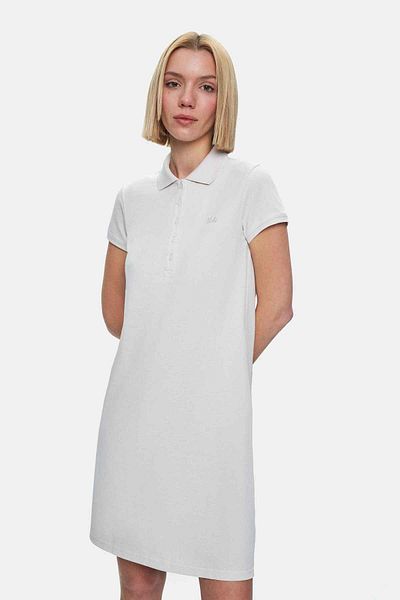 UCLA Madeira Bone Color Polo Neck Embroidered Standard Fit Women's Dress