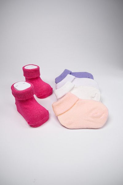 Akface Organic Cotton 5-Piece Boxed Baby Girl Socks in Candy Colors 0-24 Months