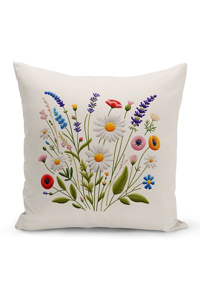Bertille Home Set de 3 huse de pernă pentru pernă, cu imprimeu digital pe două fețe, seria Flower Spring (primăvară)