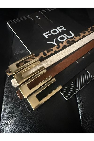 Fiori Curea subțire pentru femei cu cataramă aurie de design, centură de haină, centură de cămașă, centură de rochie
